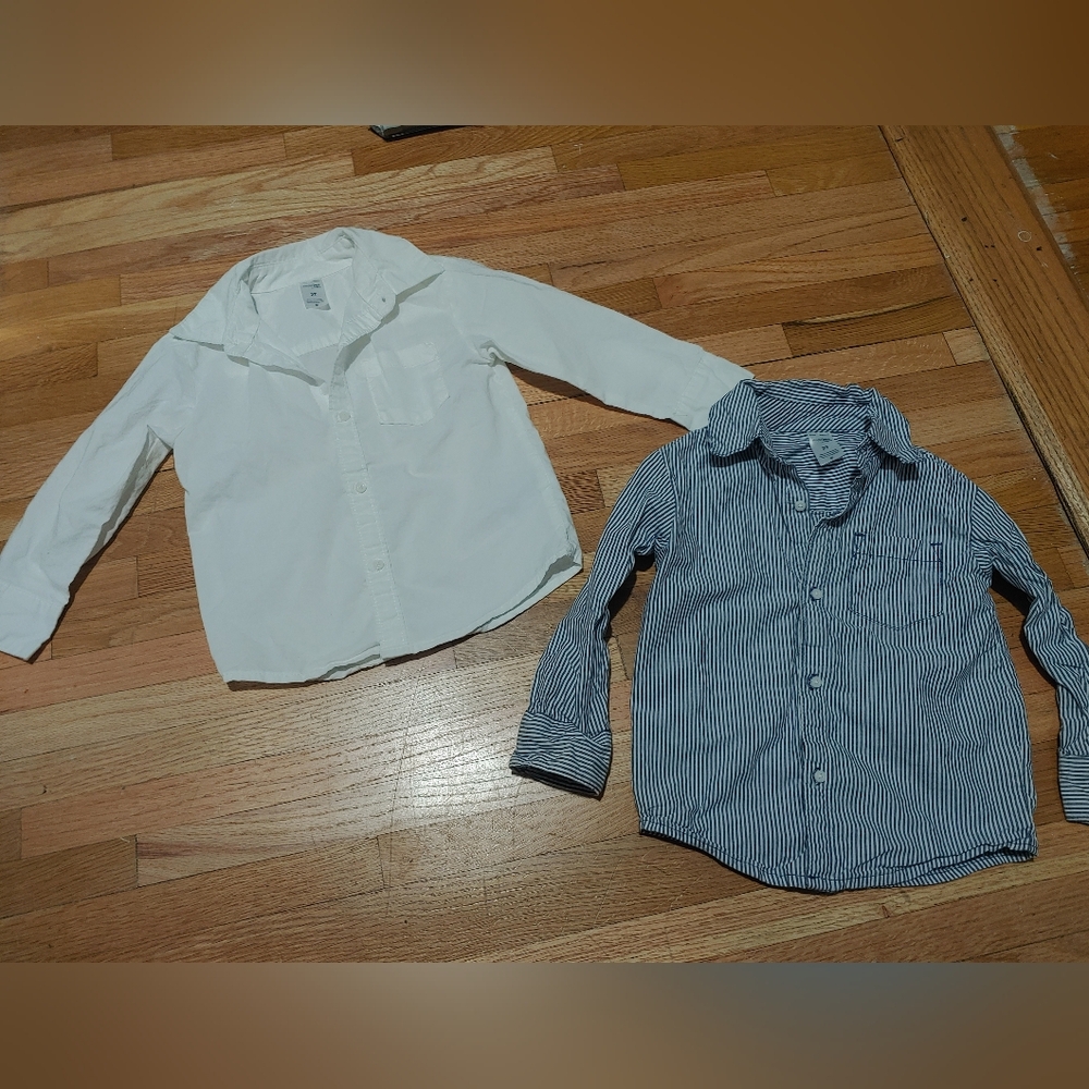 Carter's White and Blue Striped Kids Button Down Shirts / Set Of 2 / 2t